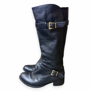 Chocolate Blu Tall Leather Buckle Western Riding Boots Size Women's 8.5